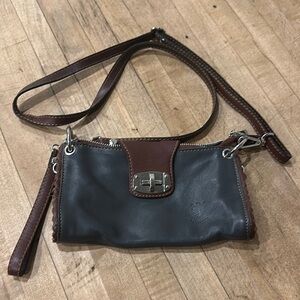Italian Black and Brown Leather Crossbody Bag